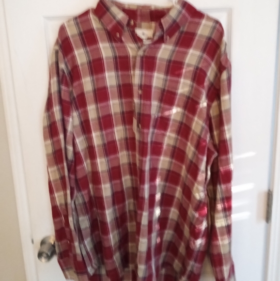 NWT! MENS DOCKERS BUTTON DOWN PLAID LONG SLEEVE TOP SIZE LARGE - Picture 1 of 7